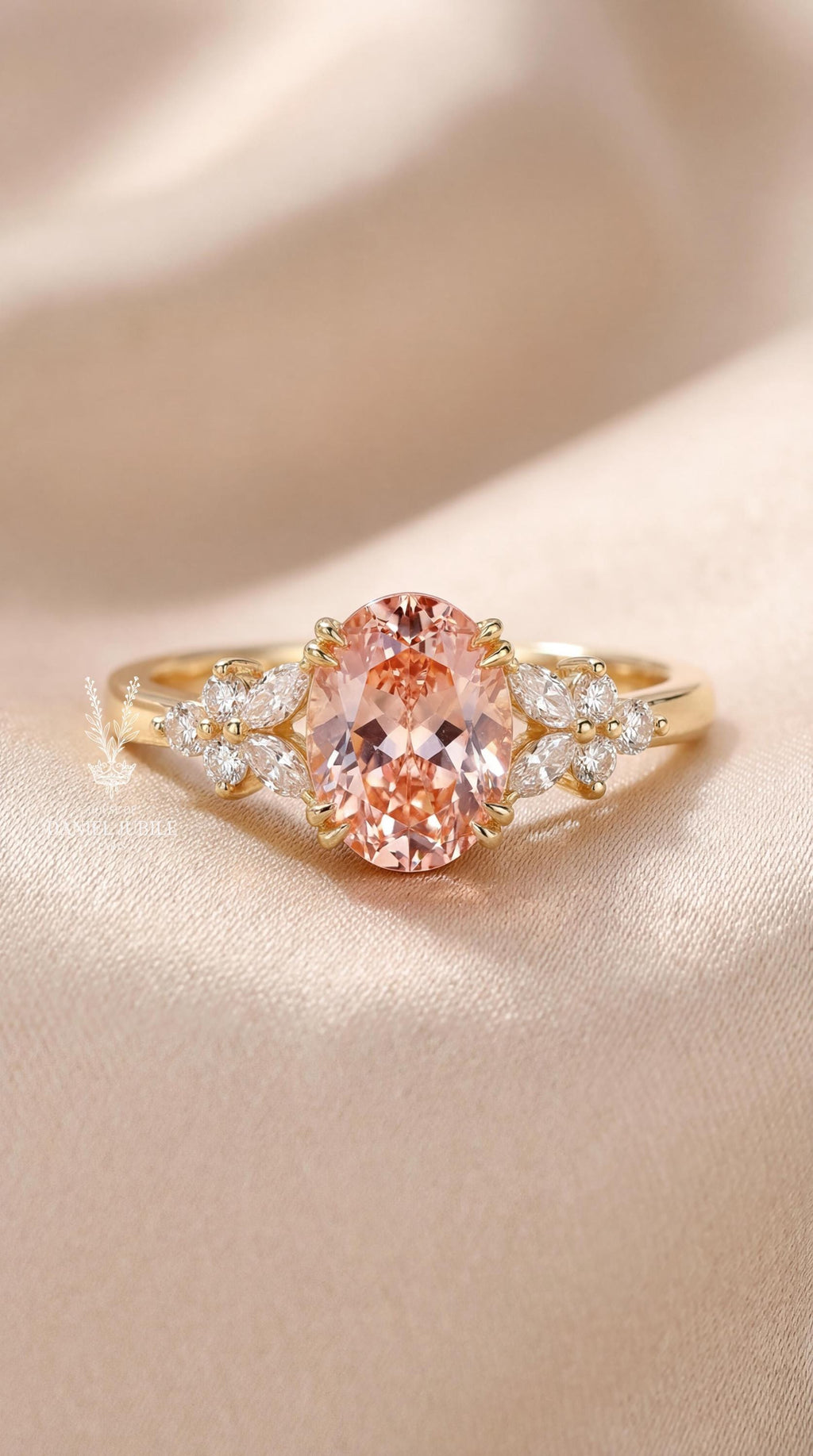 Marquise Diamond Engagement Ring Genuine Lab Grown Diamond Anniversary Ring Unique Proposal Ring for Her Pink Oval Setting Ring Gifts