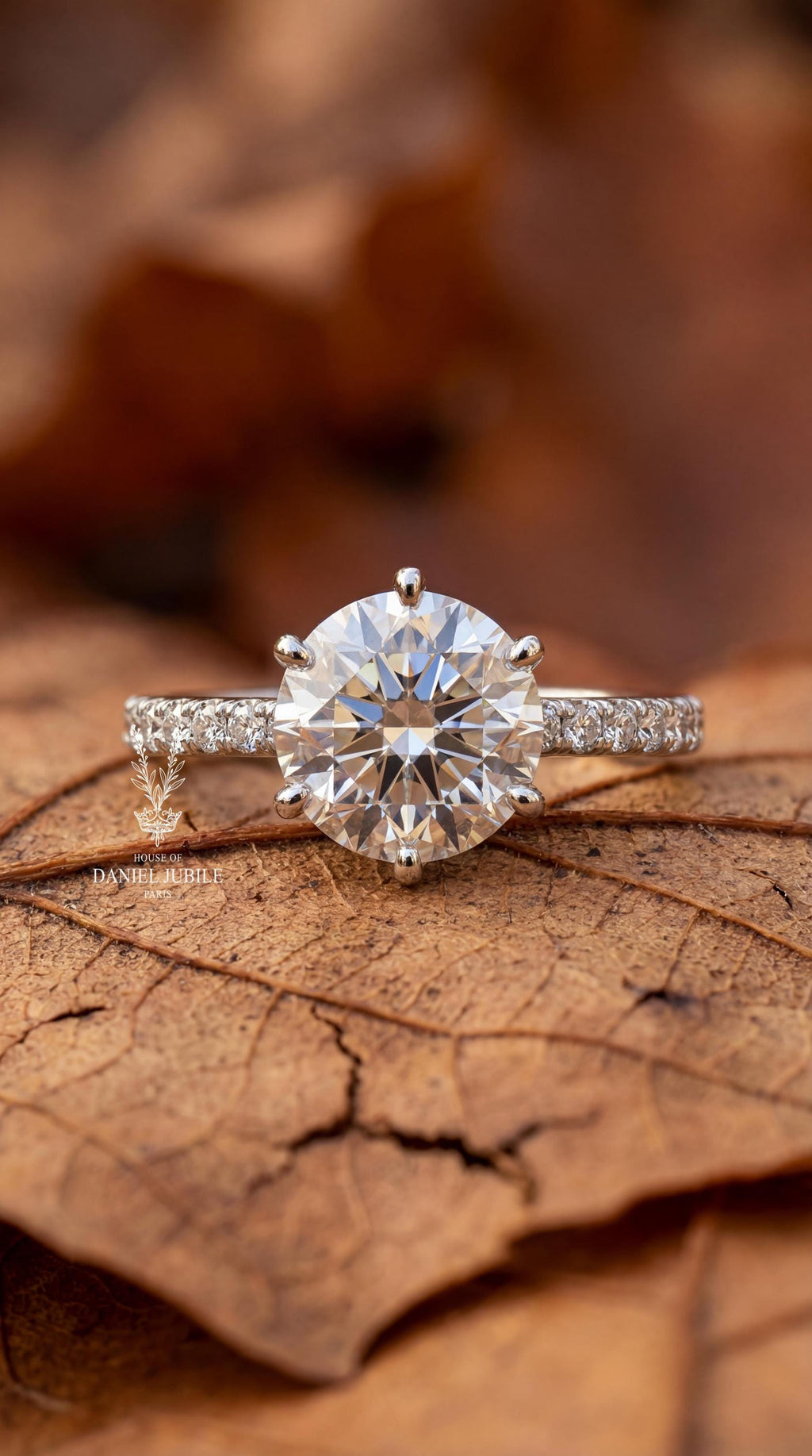 3ct Lab Grown Diamond Engagement Ring, 14k White Gold Hidden Halo
