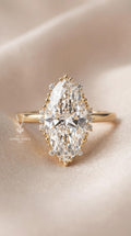 6.20ctw Marquise Cut Lab Diamond Ring – 14k Gold Floral Lotus Halo Engagement Ring