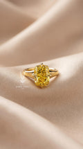 5 Carat Canary Yellow Cushion Lab Diamond Ring – Heavy 14k Gold Solitaire