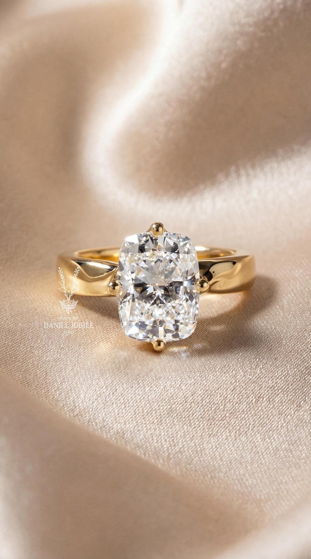 3ct Cushion Cut Lab Diamond Compass Ring - 14k Gold Engagement Gift