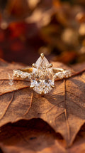 5Carat Pear Cut Lab Diamond Engagement Ring – Vintage Vine 14k Gold Band