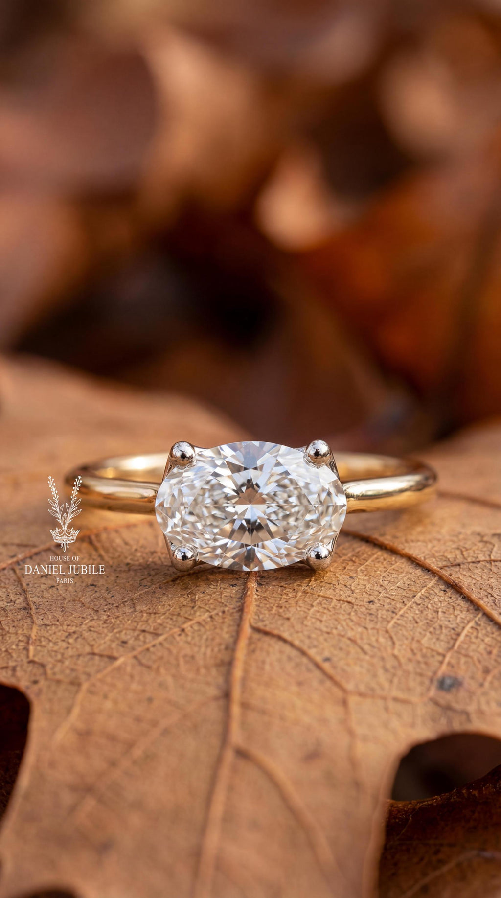 3Carat Oval Lab Diamond Solitaire Ring – East West 14k Gold Engagement
