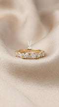 Marquise Lab Diamond Wedding Band – 2ctw Floral 14k Gold Stacking Ring