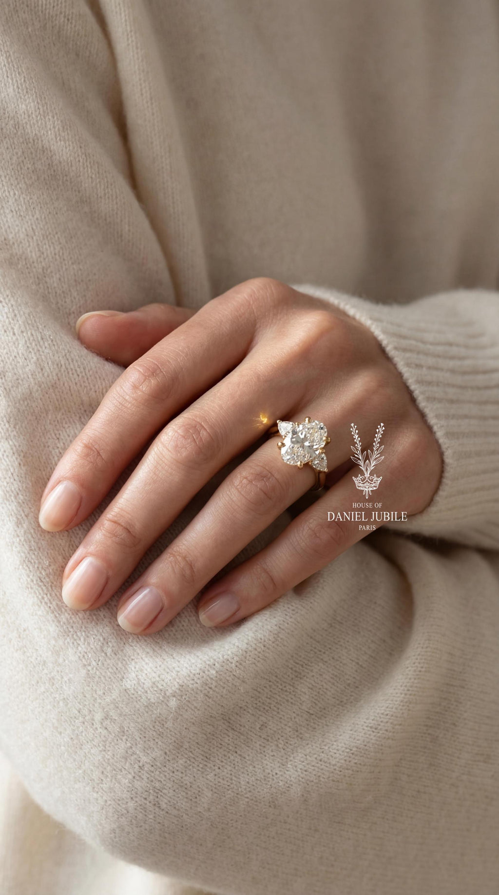 4.80 Carat Oval Lab Diamond Floral Ring – Vintage Tulip, Botanical Engagement
