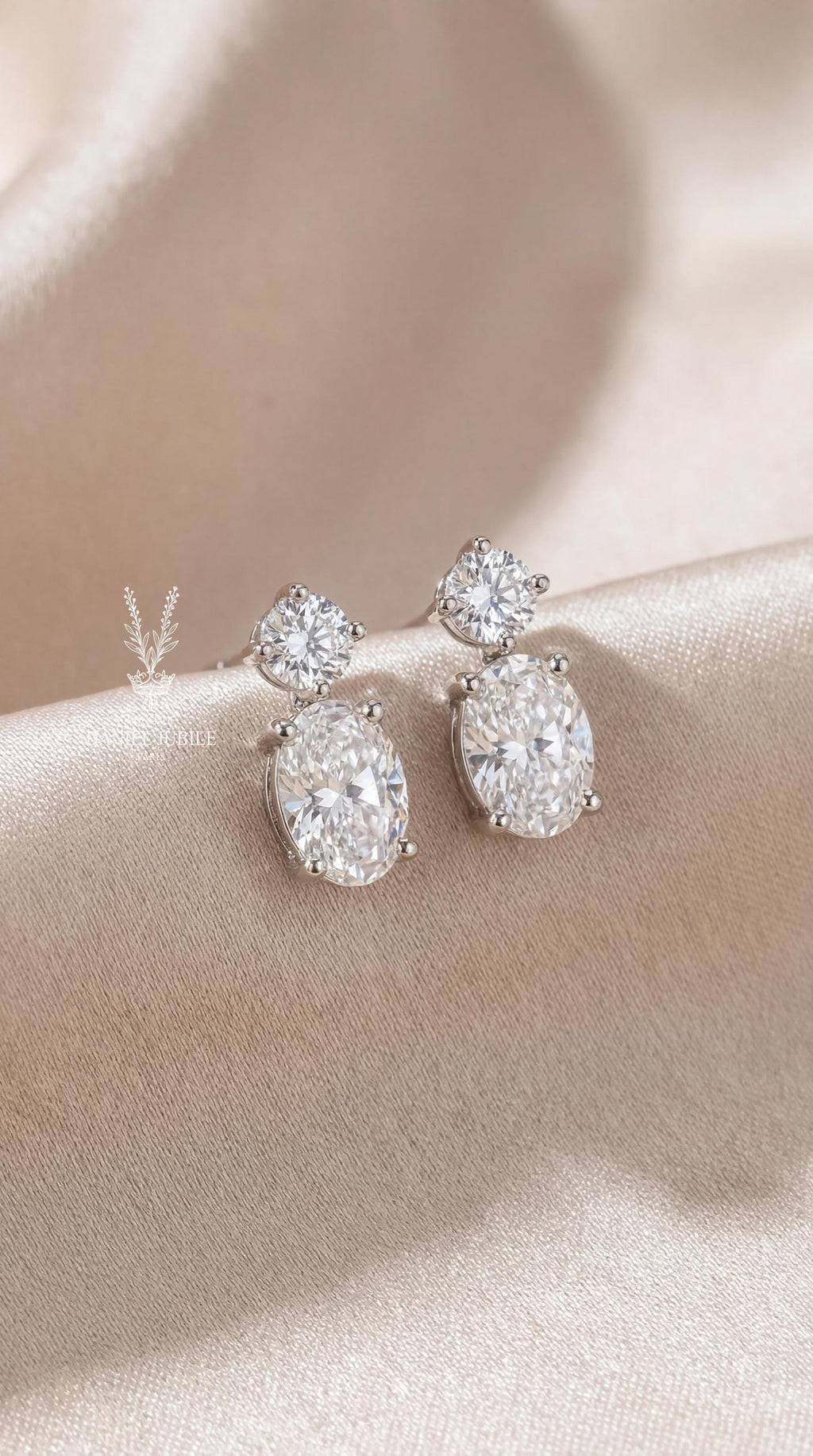 3.60Carat Weight Lab Diamond Toi et Moi Earrings – 14k White Gold Dangle Bridal Earrings
