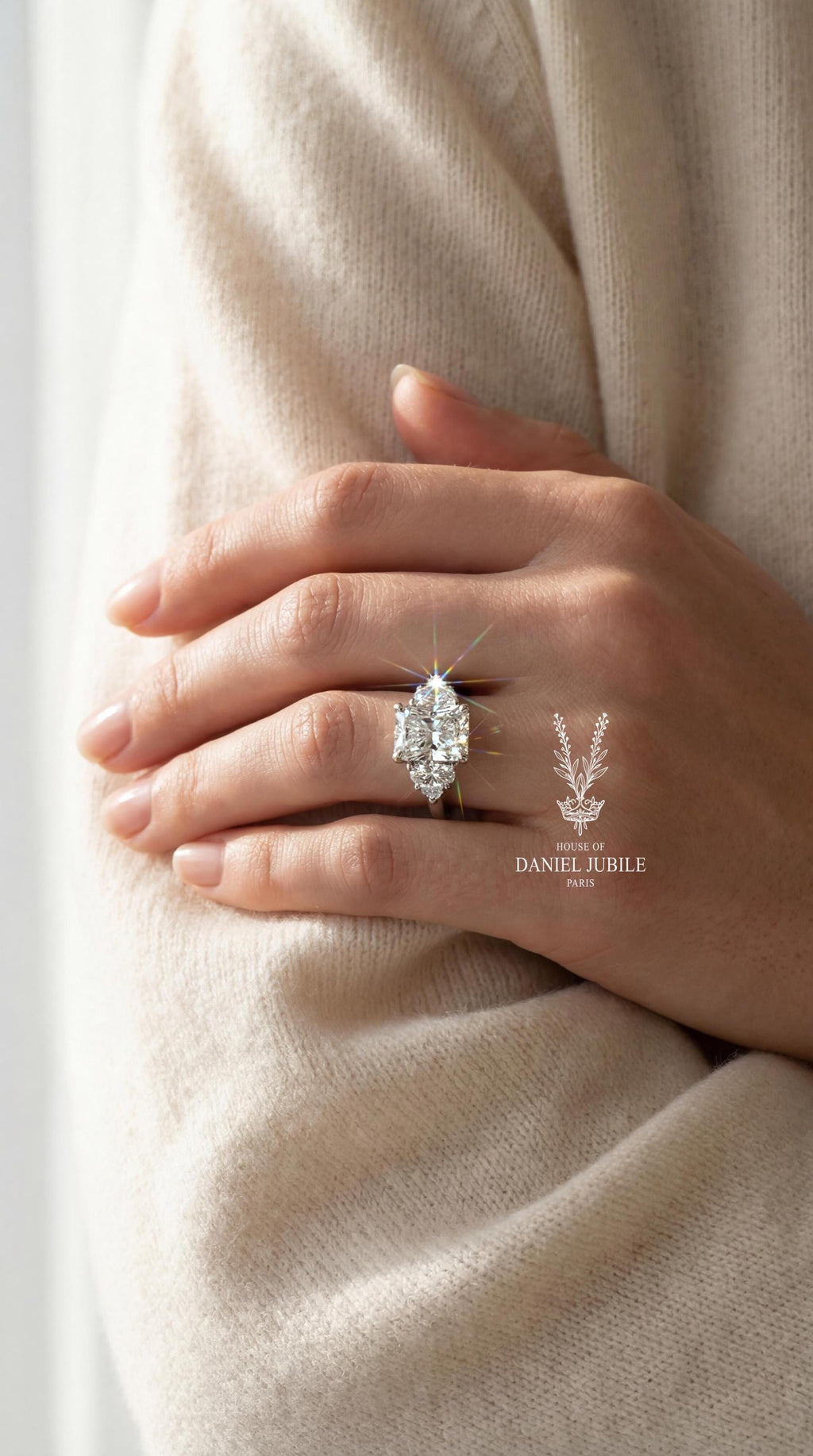1.60ctw Radiant Cut Lab Diamond Engagement Ring – Vintage 3-Stone Wedding Band