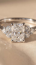 1.60ctw Radiant Cut Lab Diamond Engagement Ring – Vintage 3-Stone Wedding Band