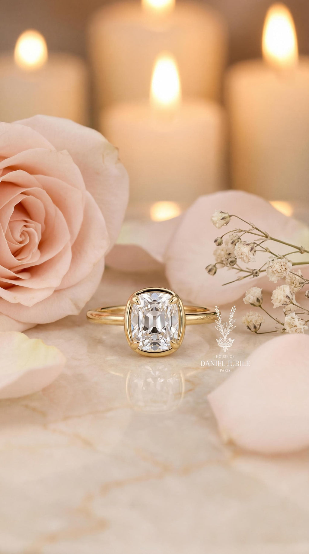 The Vespera Solitaire – 2ct Cushion Cut Lab Diamond Ring in Gold, Modern, Engagement Ring, Valentines Day Gift For Her, Minimalist Jewelry