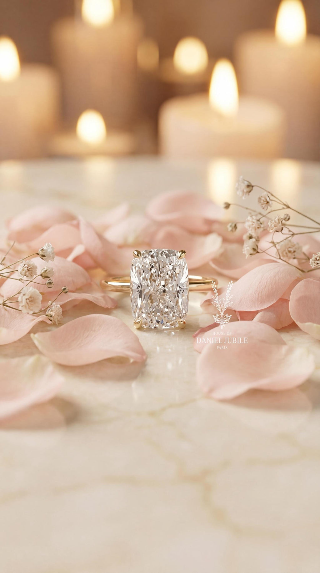 4 Carat Elongated Cushion Cut Lab Grown Diamond Engagement Ring – 14k Gold Solitaire