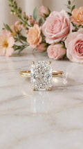 4 Carat Elongated Cushion Cut Lab Grown Diamond Engagement Ring – 14k Gold Solitaire
