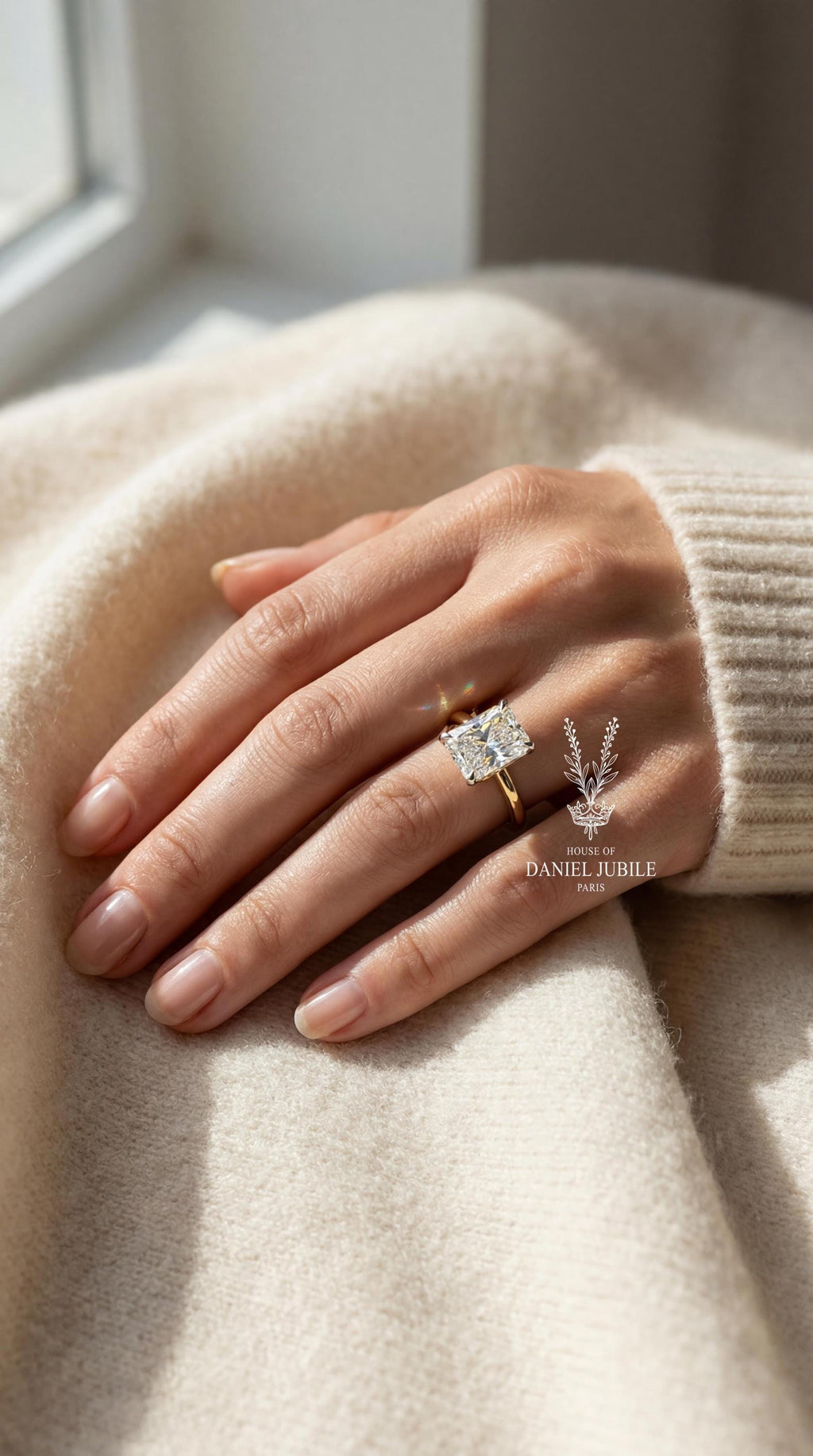 2ct Radiant Cut Lab Diamond Engagement Ring – 14k White Gold Vintage Cluster