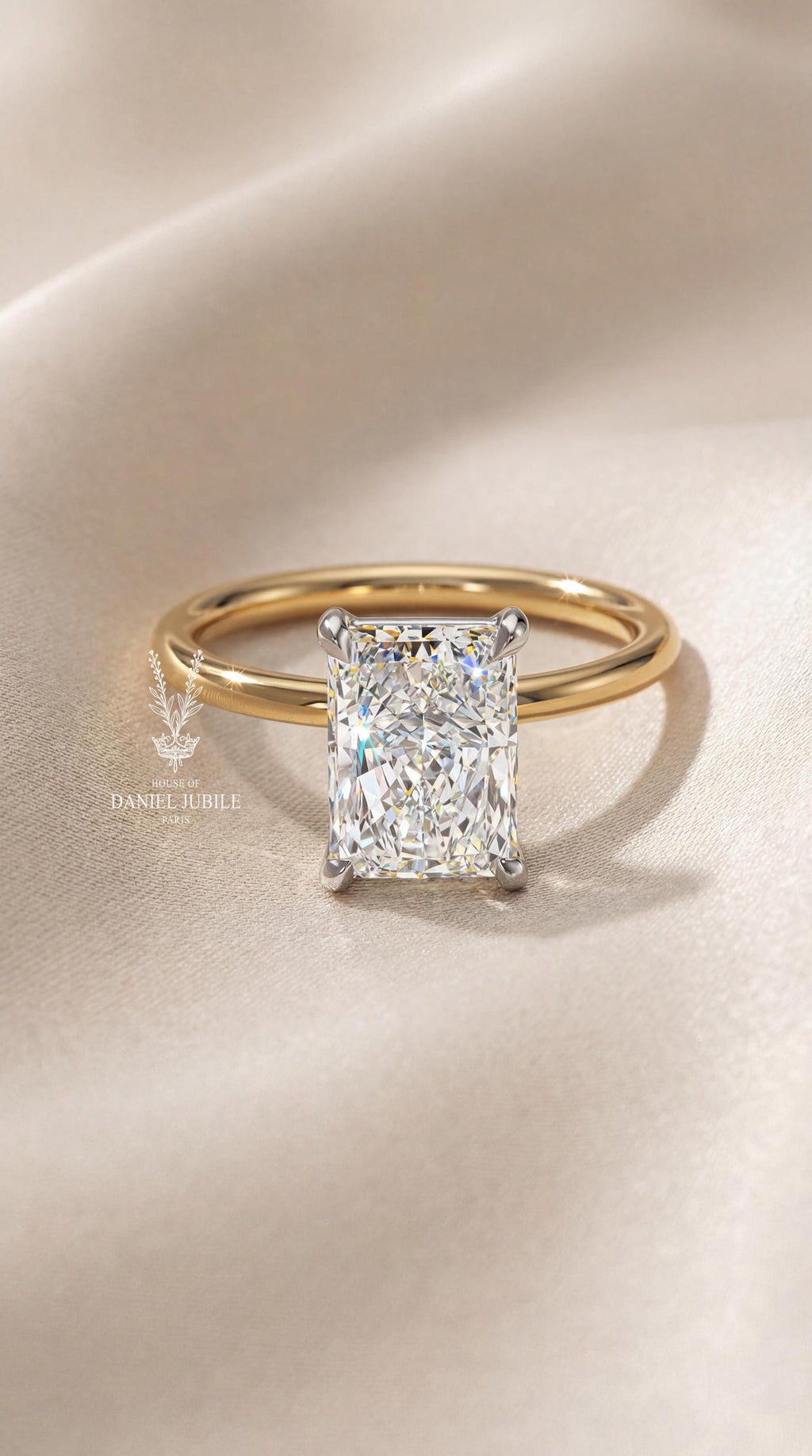 2ct Radiant Cut Lab Diamond Engagement Ring – 14k White Gold Vintage Cluster