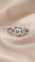 Gaia Vine Lab Diamond Engagement Ring – 14k White Gold Leaf Wedding Ring