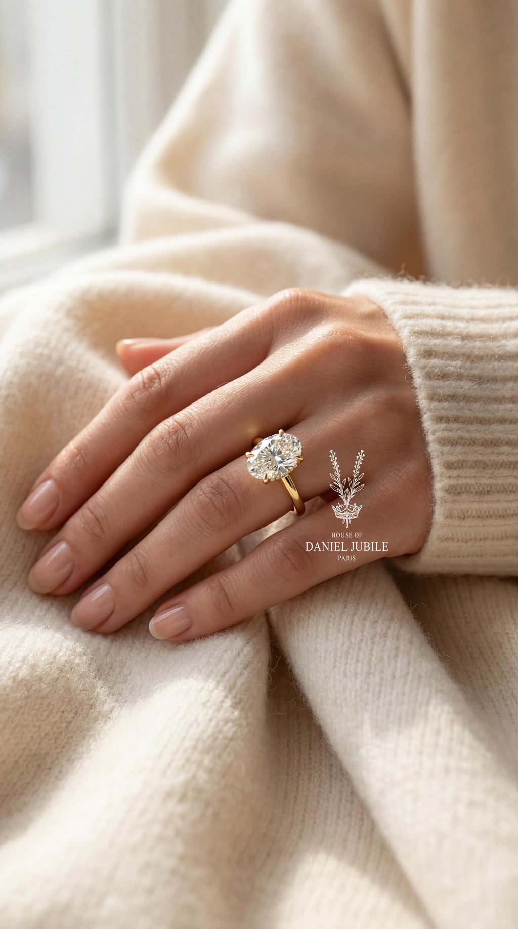 Aurelia 5ct Oval Lab Grown Diamond Engagement Ring - 14k Gold Talon Setting