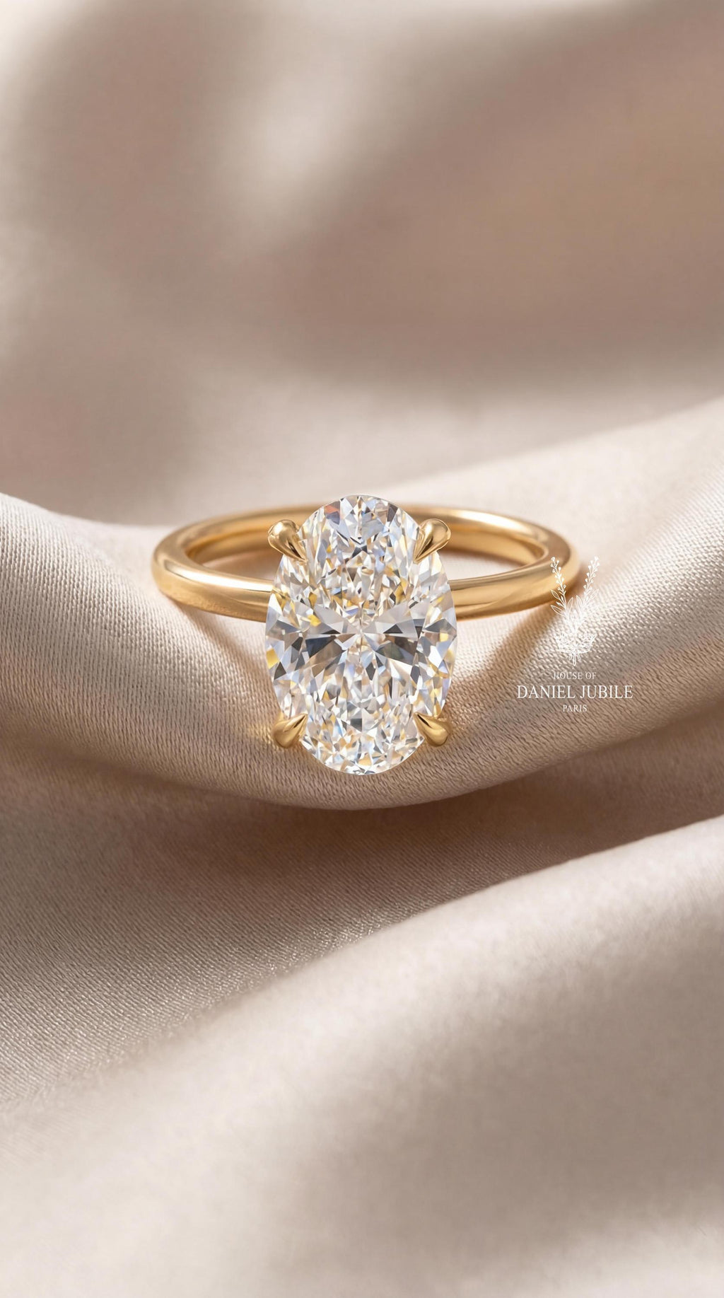 Aurelia 5ct Oval Lab Grown Diamond Engagement Ring - 14k Gold Talon Setting