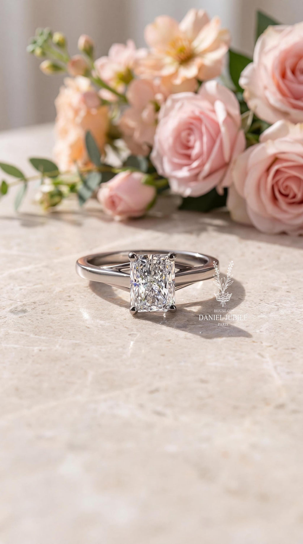 Radiant Cut Lab Grown Diamond Engagement Ring – Platinum Split Shank