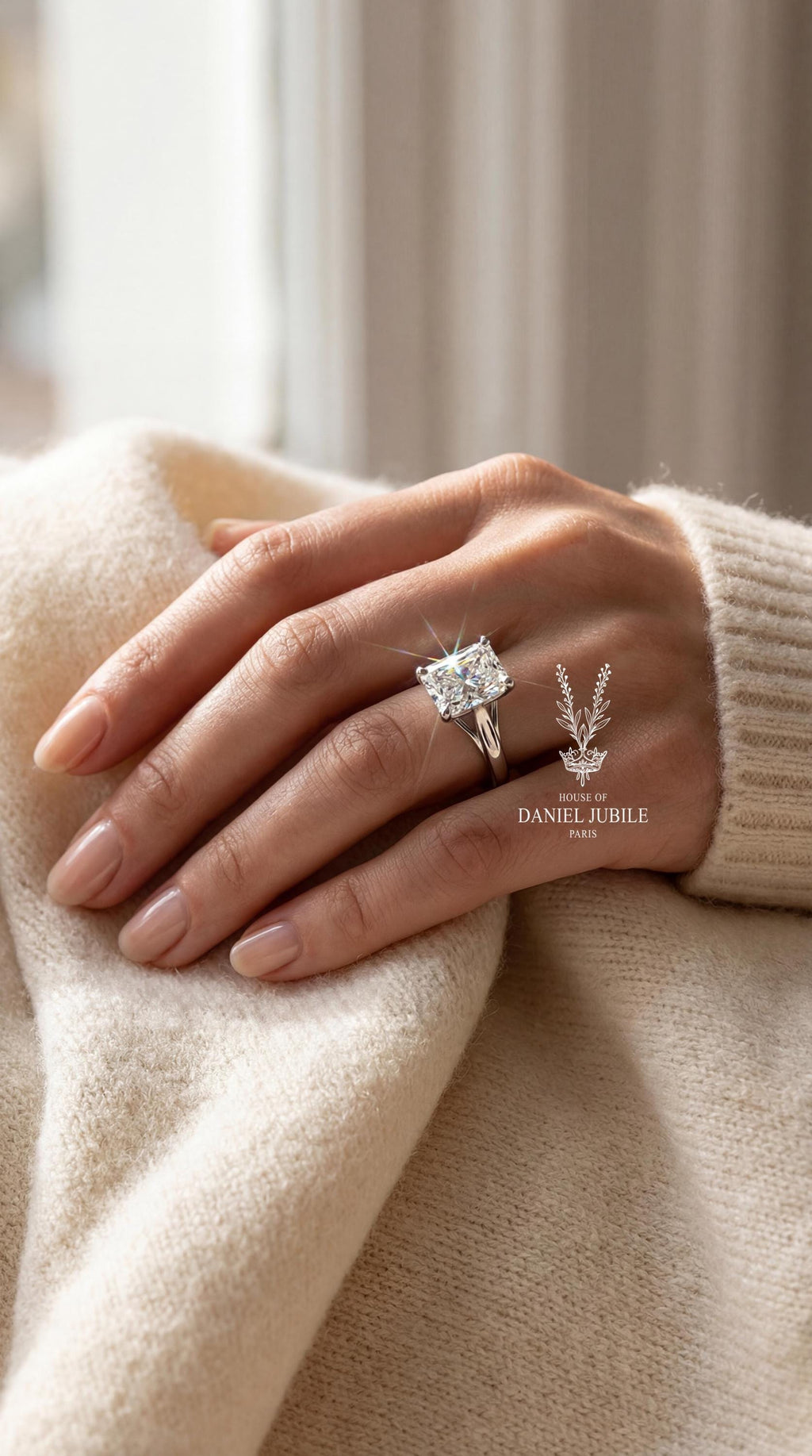 Radiant Cut Lab Grown Diamond Engagement Ring – Platinum Split Shank