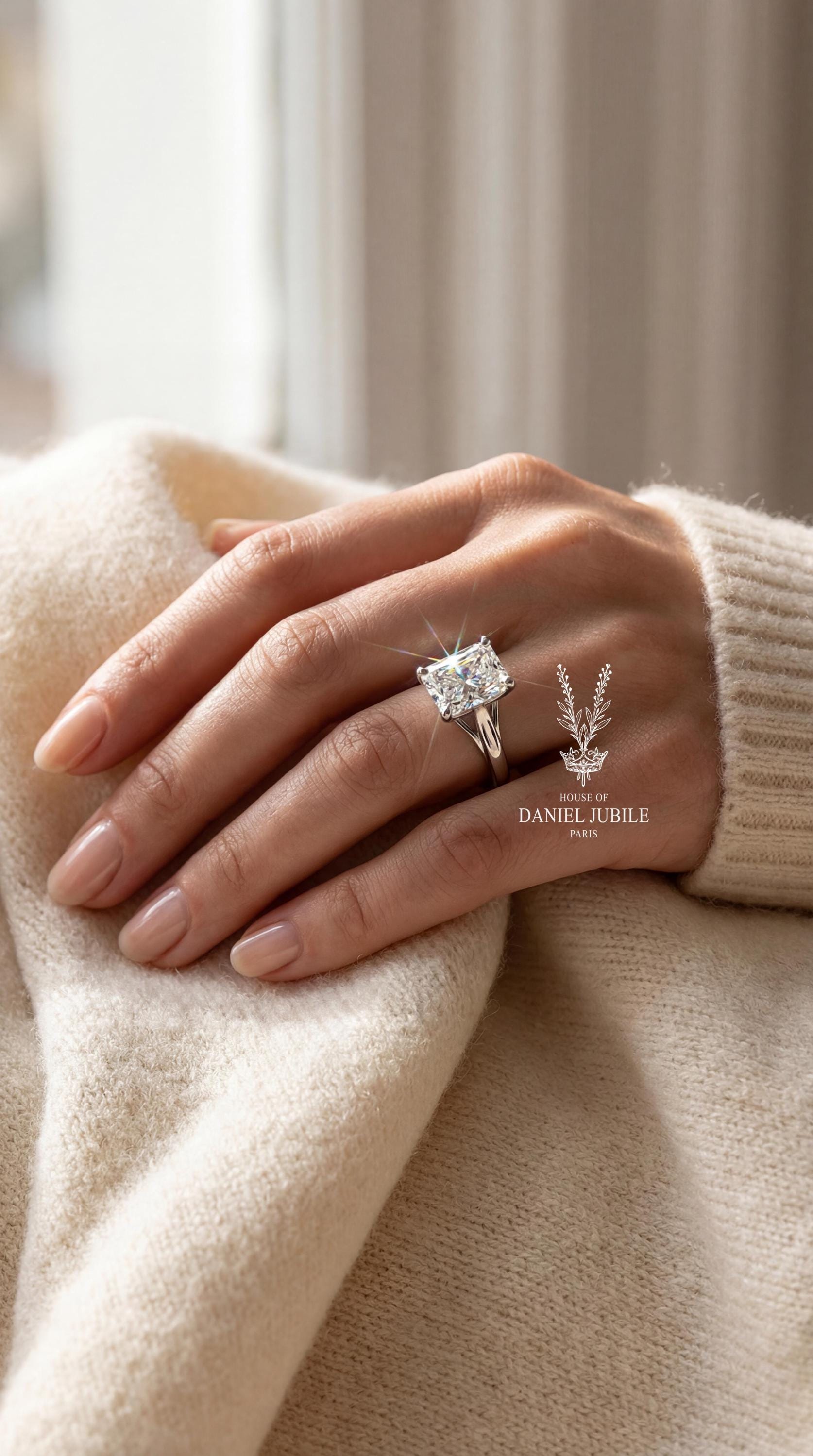 Radiant Cut Lab Grown Diamond Engagement Ring – Platinum Split Shank