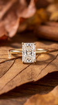 14k Gold Radiant Cut Lab Grown Engagement Diamond Ring – Hidden Halo Solitaire