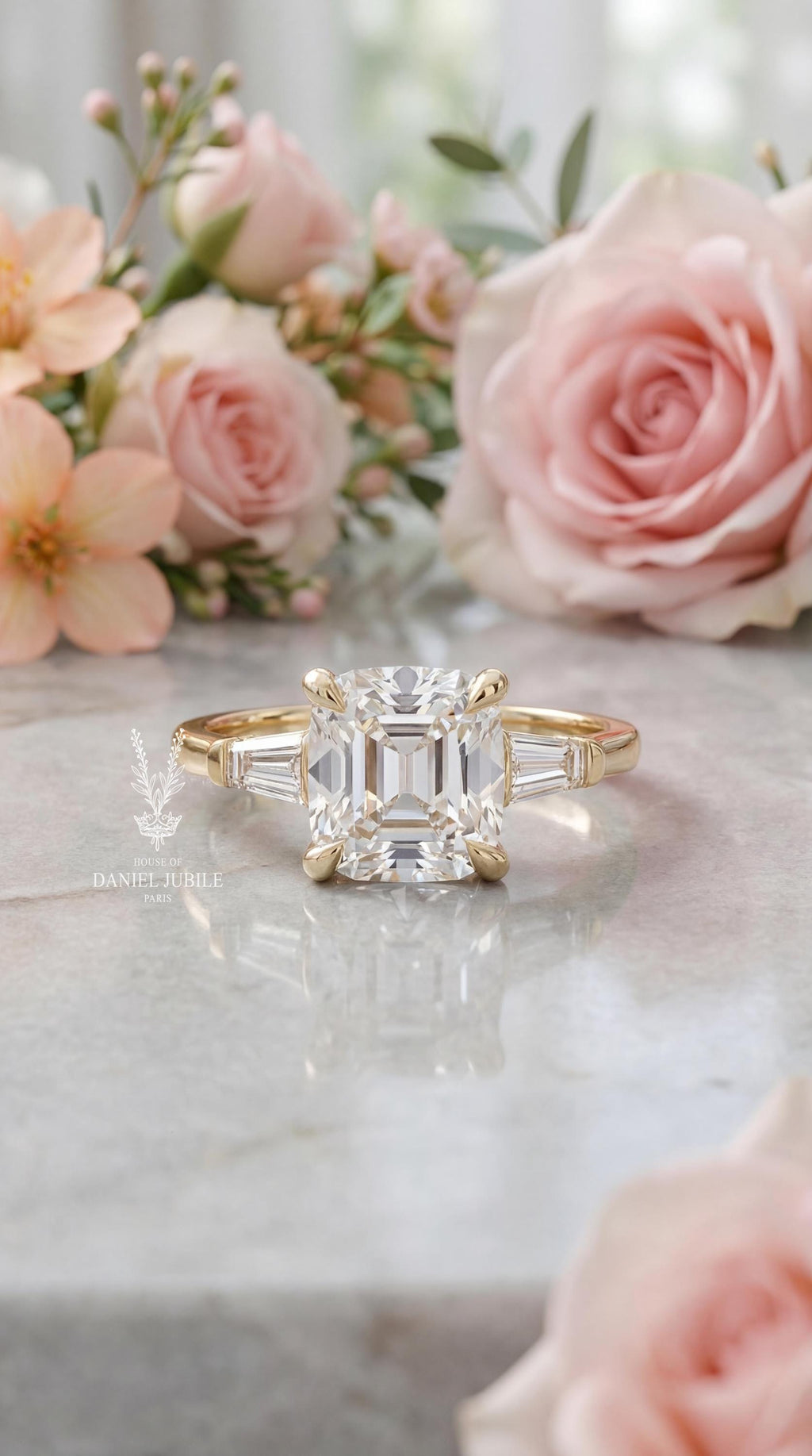 Art Deco 2ct Cushion Cut Lab Diamond Ring – Three Stone Engagement