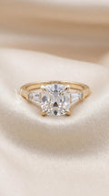 Art Deco 2ct Cushion Cut Lab Diamond Ring – Three Stone Engagement