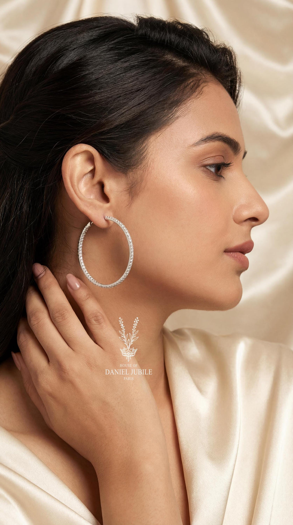 The Selene Orbit – 3.00ctw Inside-Out Lab Diamond Large Hoop Earrings in 14k Gold, Luxury Anniversary Gift, Wedding/Valentines Gift for Her