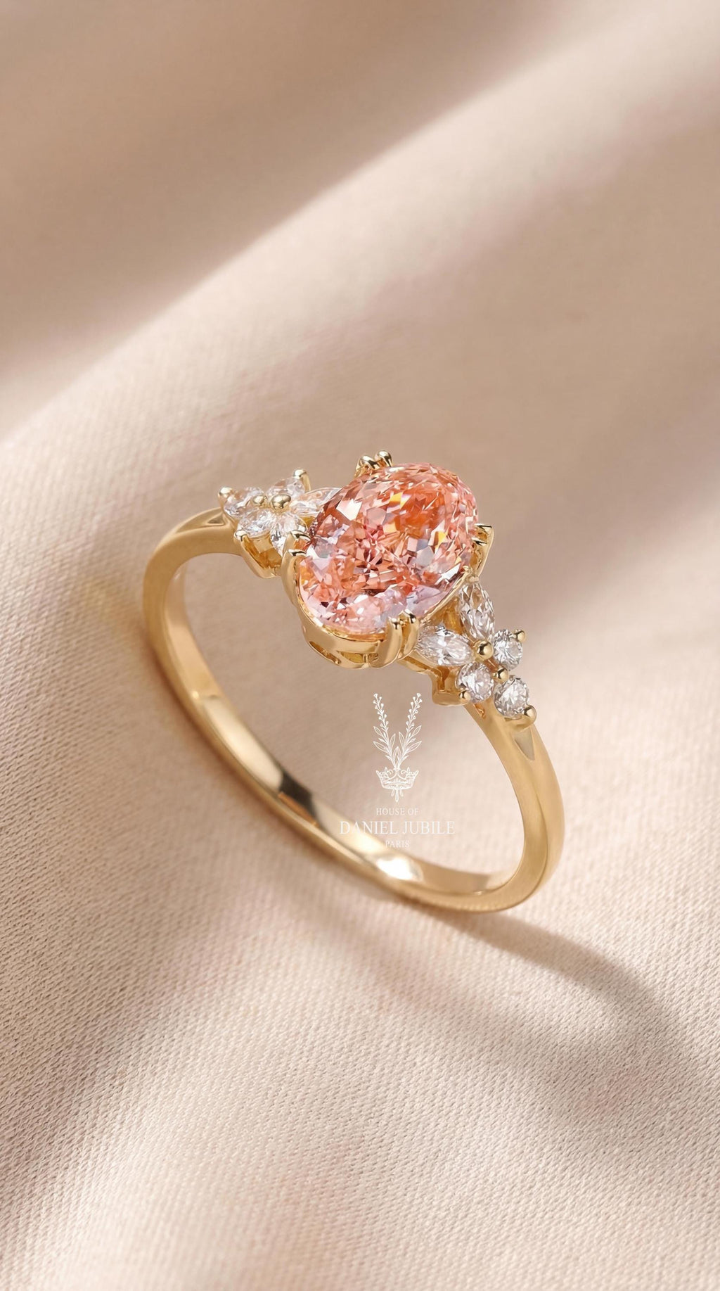 Marquise Diamond Engagement Ring Genuine Lab Grown Diamond Anniversary Ring Unique Proposal Ring for Her Pink Oval Setting Ring Gifts