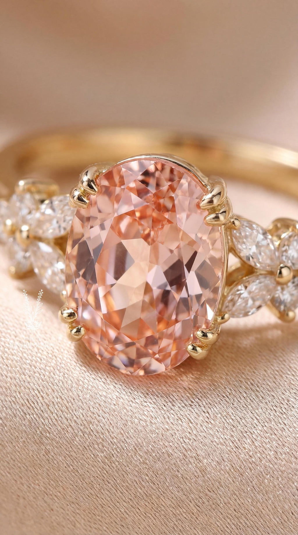 Marquise Diamond Engagement Ring Genuine Lab Grown Diamond Anniversary Ring Unique Proposal Ring for Her Pink Oval Setting Ring Gifts