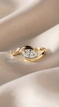 Marquise Lab Diamond Engagement Ring – 14k Gold Sculptural Bypass Ring