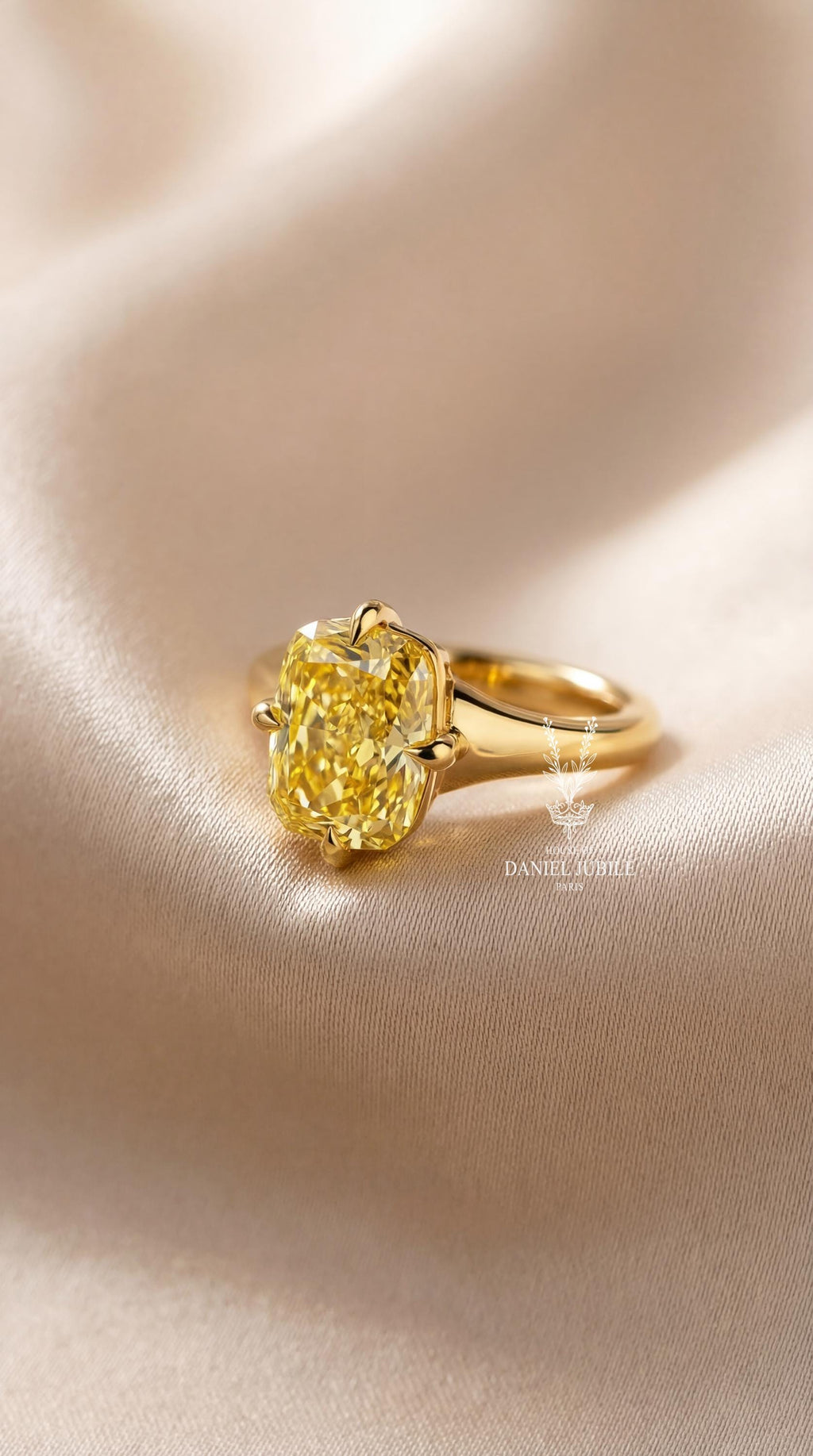 5 Carat Canary Yellow Cushion Lab Diamond Ring – Heavy 14k Gold Solitaire