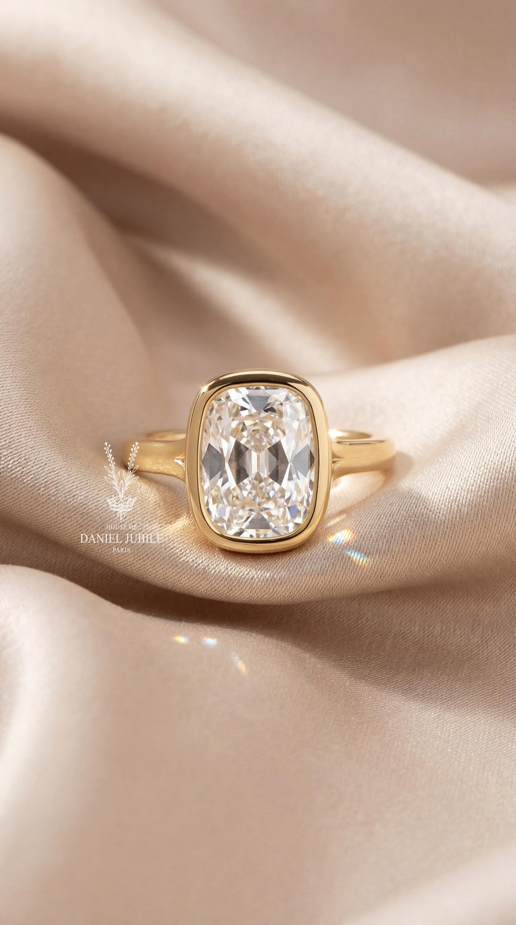 5 Carat Lab Grown Diamond Engagement Ring, 14k Gold Bezel Solitaire