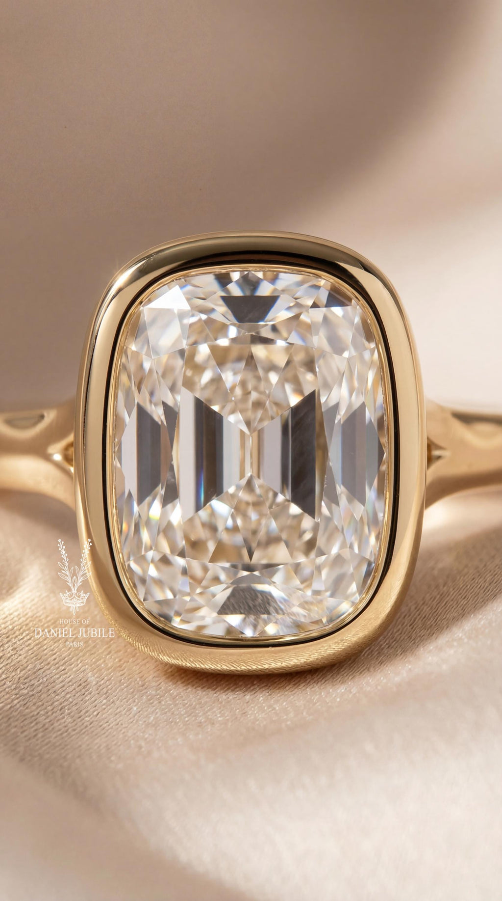 5 Carat Lab Grown Diamond Engagement Ring, 14k Gold Bezel Solitaire