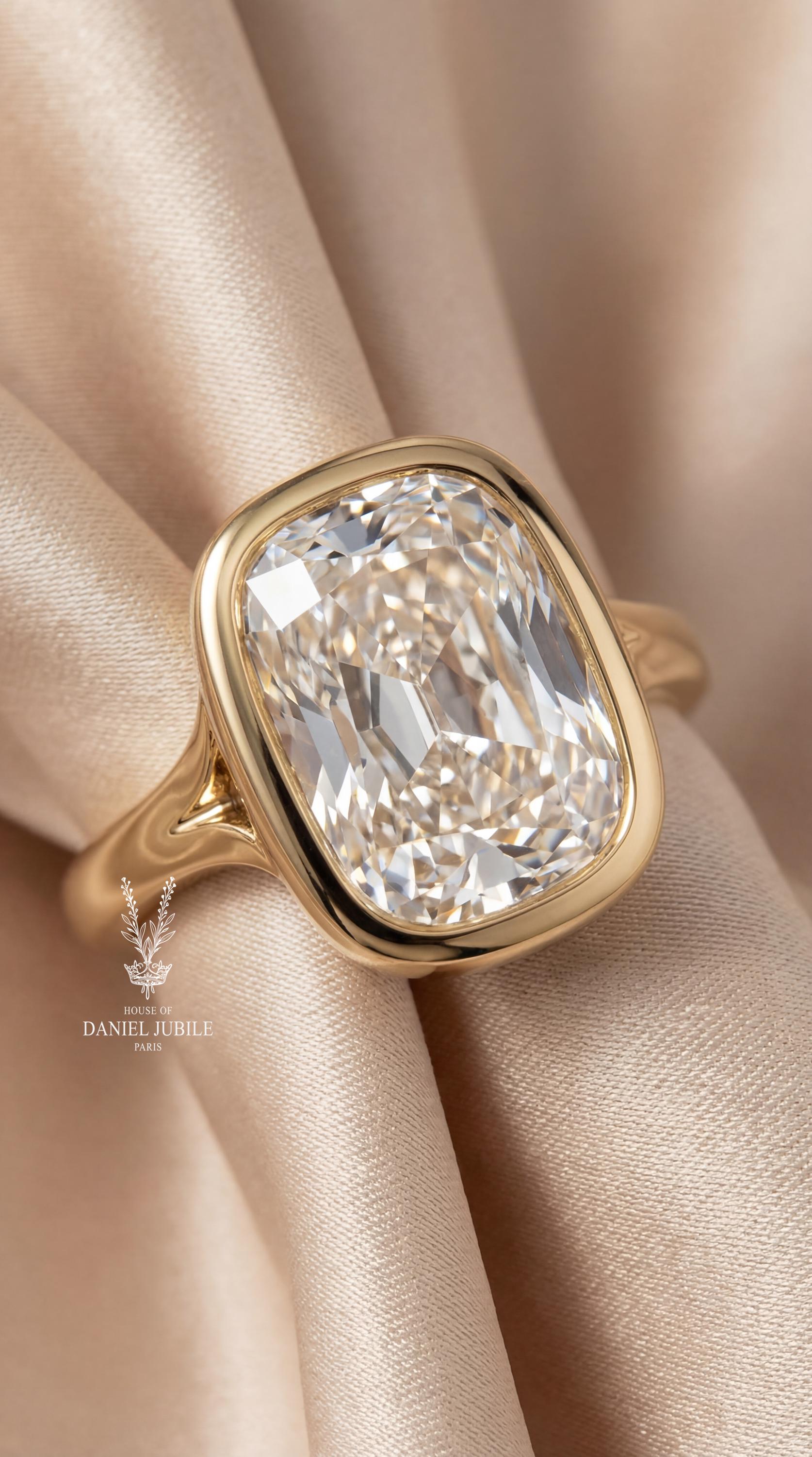 5 Carat Lab Grown Diamond Engagement Ring, 14k Gold Bezel Solitaire