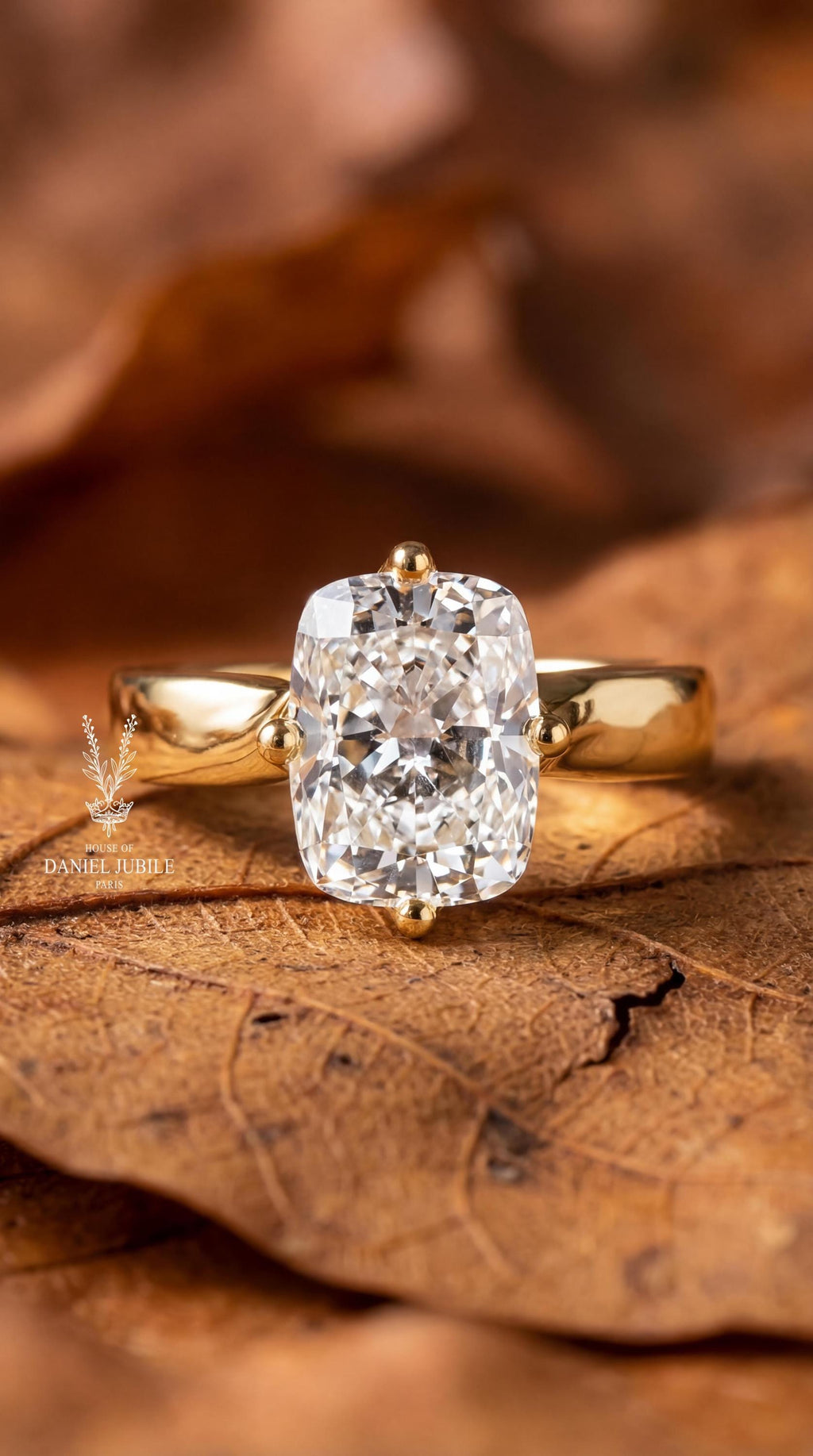 3ct Cushion Cut Lab Diamond Compass Ring - 14k Gold Engagement Gift