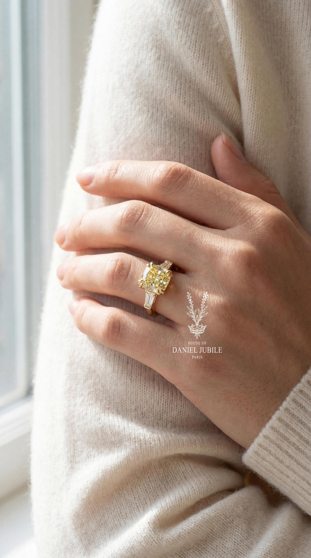 2.60ctw Fancy Yellow Cushion Cut Lab Diamond Ring – 14k Gold Art Deco Engagement Ring