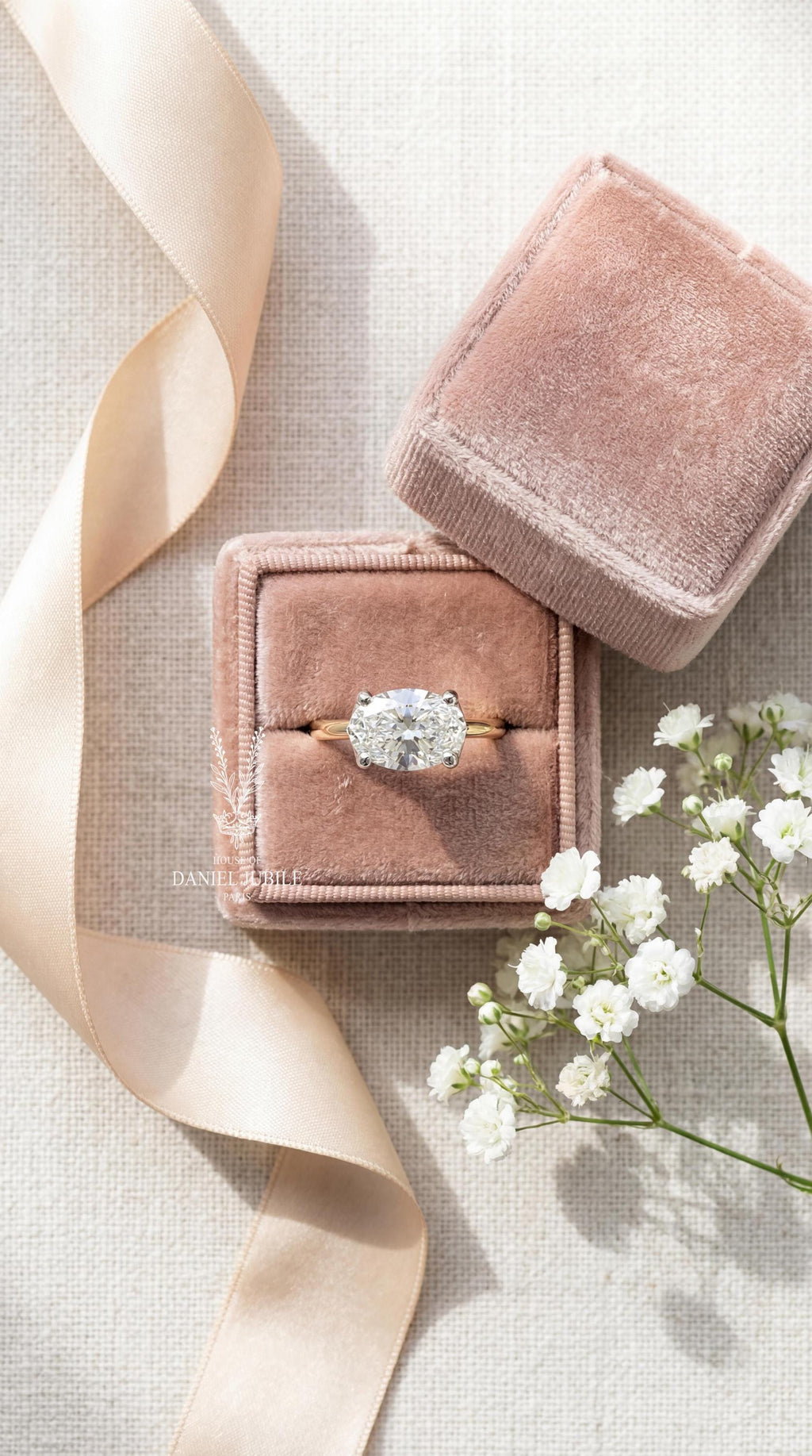3Carat Oval Lab Diamond Solitaire Ring – East West 14k Gold Engagement