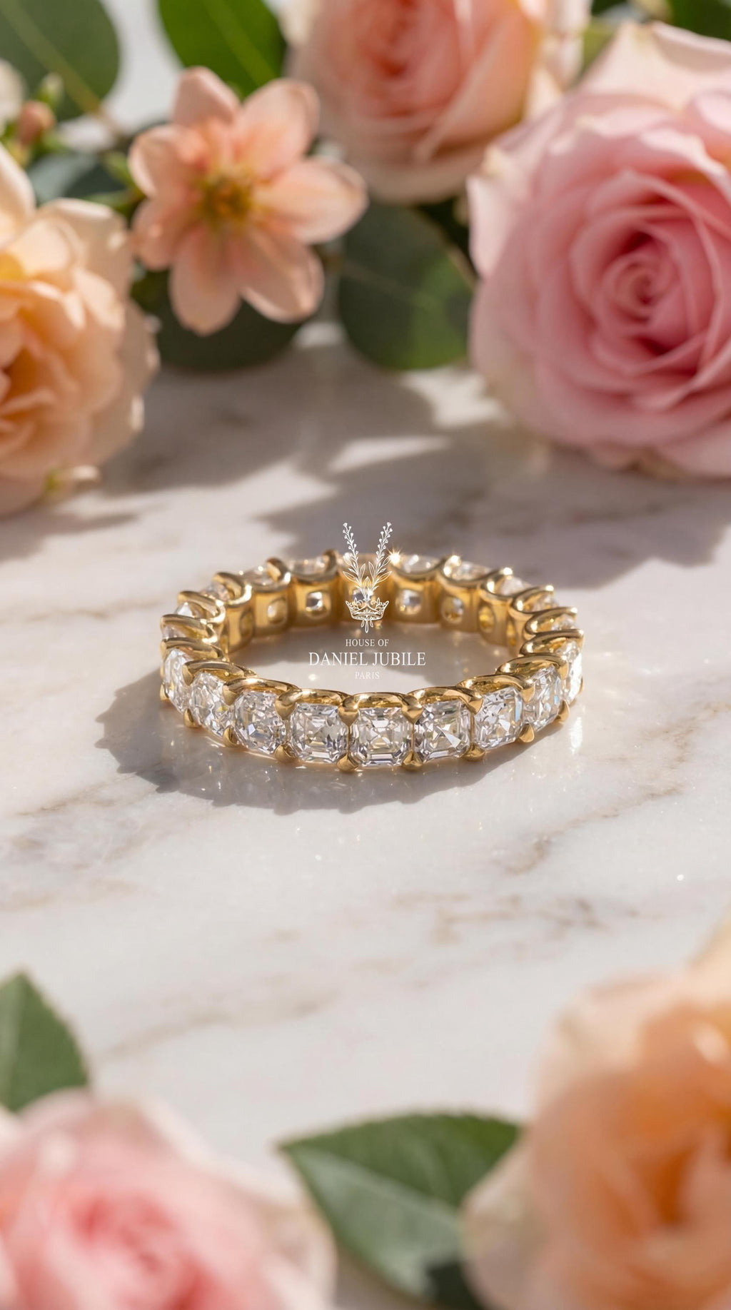 Asscher Cut Lab Diamond Eternity Band – 14k Gold Anniversary Ring