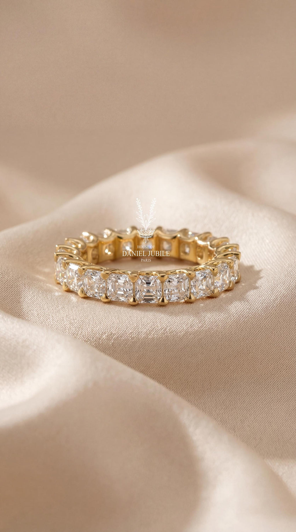 Asscher Cut Lab Diamond Eternity Band – 14k Gold Anniversary Ring