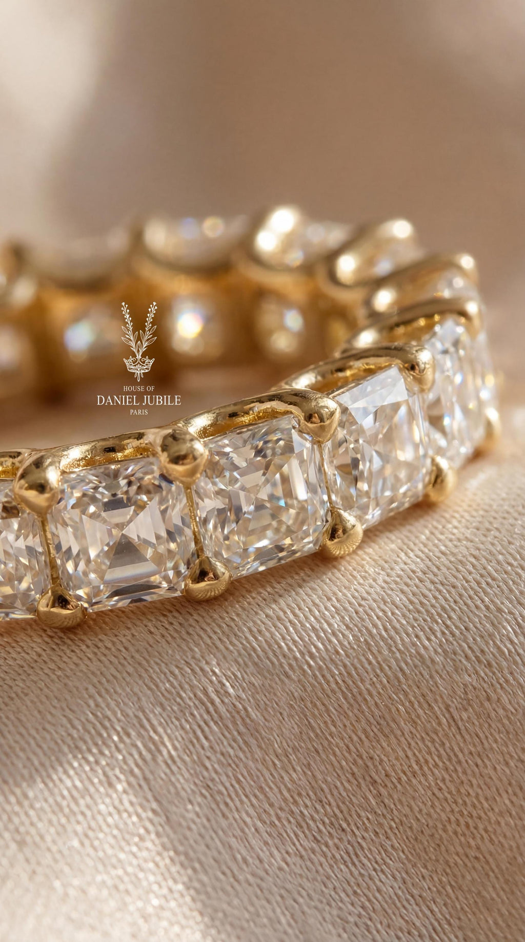 Asscher Cut Lab Diamond Eternity Band – 14k Gold Anniversary Ring