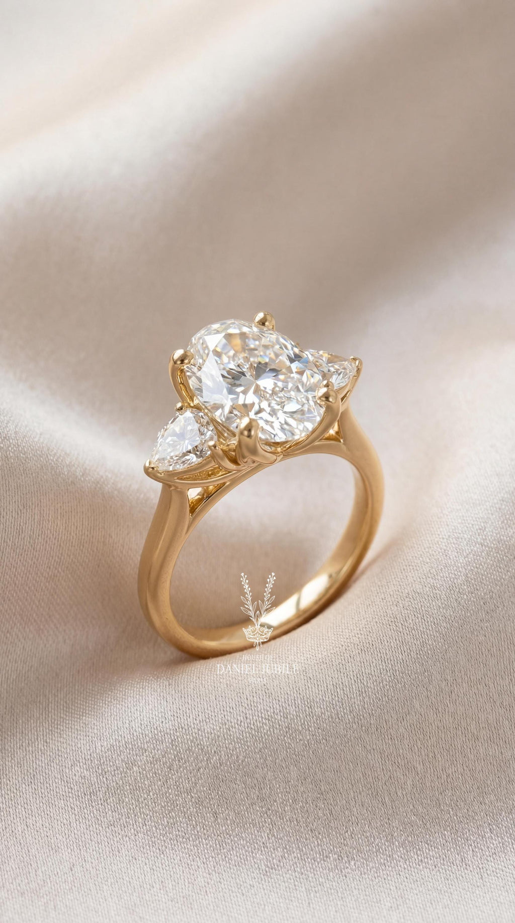 4.80 Carat Oval Lab Diamond Floral Ring – Vintage Tulip, Botanical Engagement
