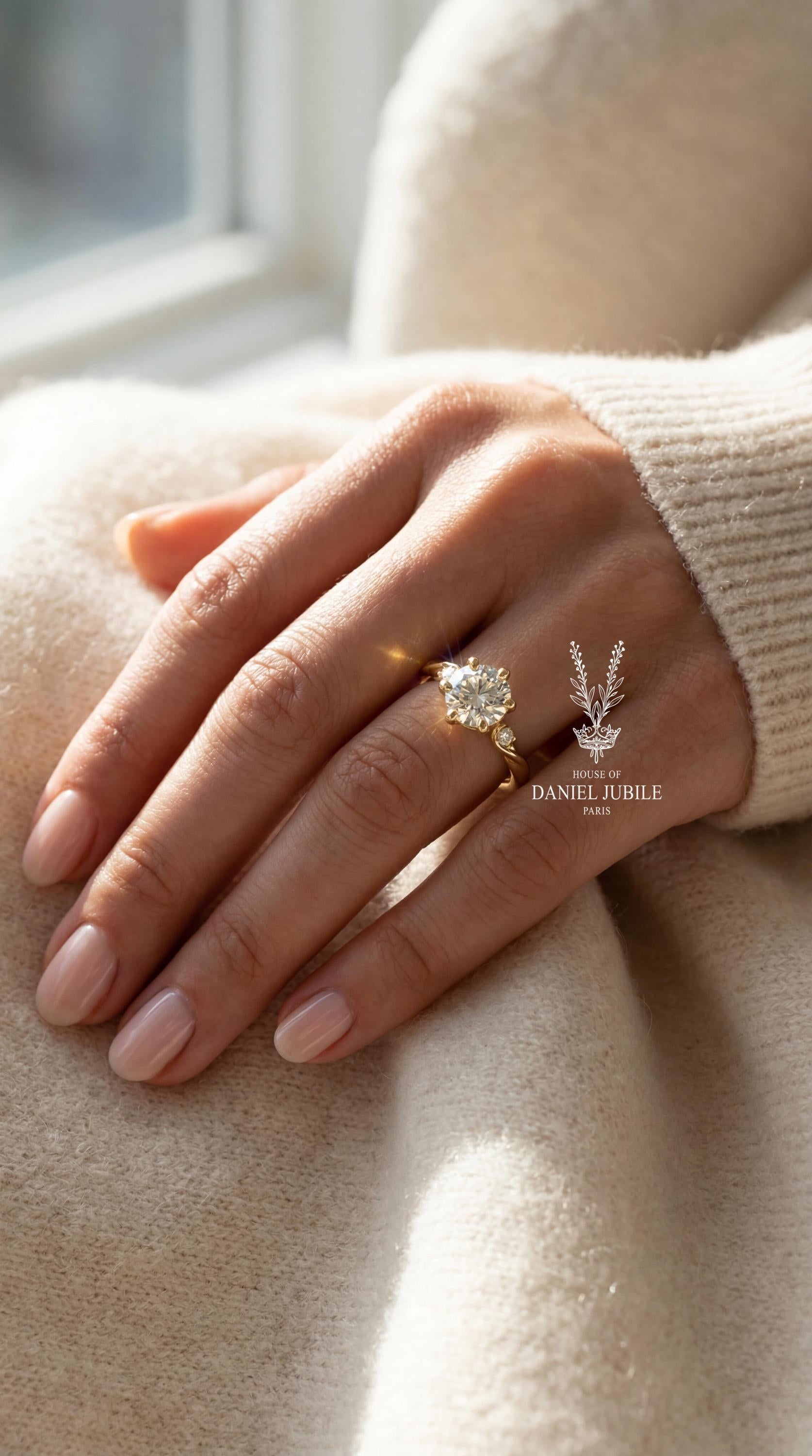 Ophelia 1ct Lab Diamond Engagement Ring - 14k Gold Vintage 6-Prong