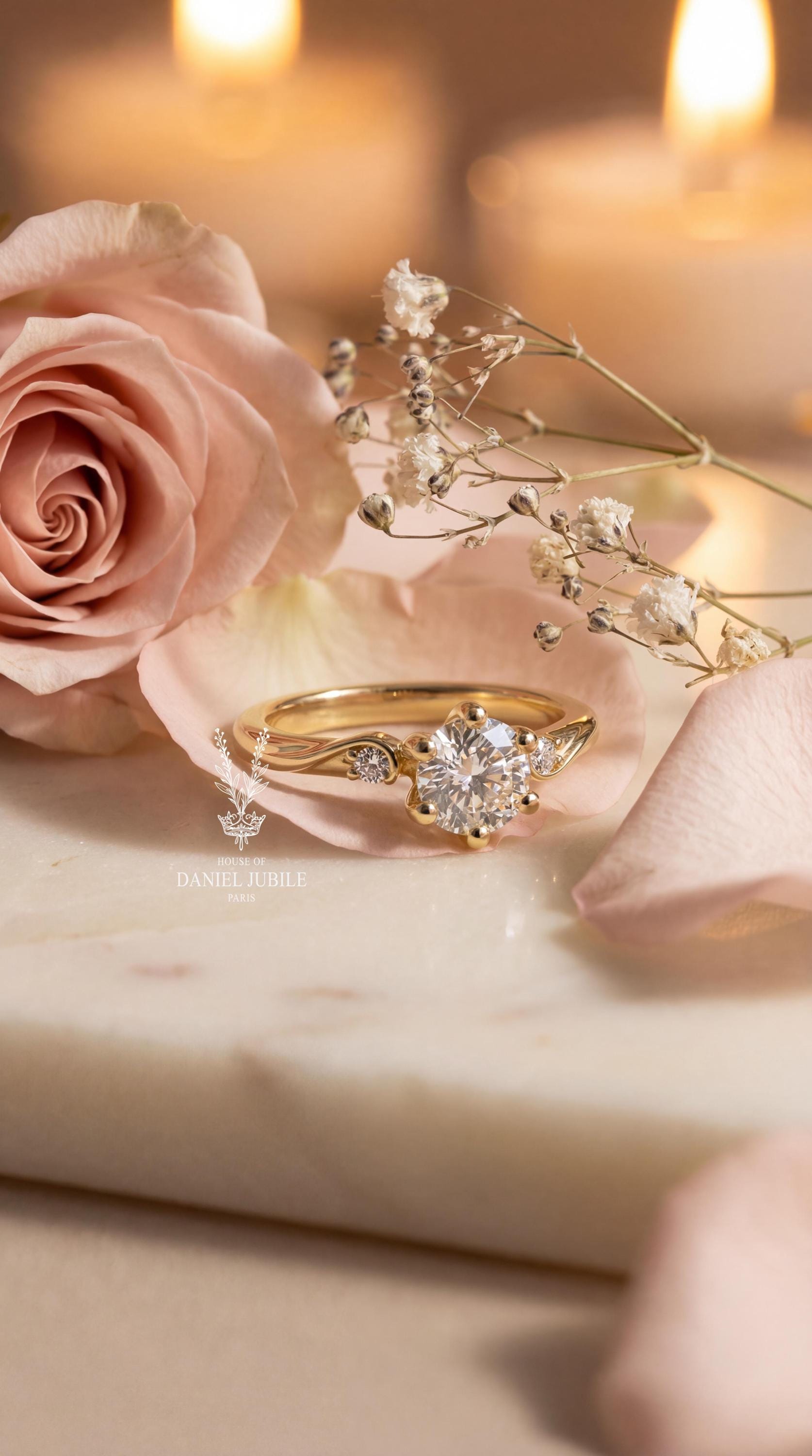Ophelia 1ct Lab Diamond Engagement Ring - 14k Gold Vintage 6-Prong