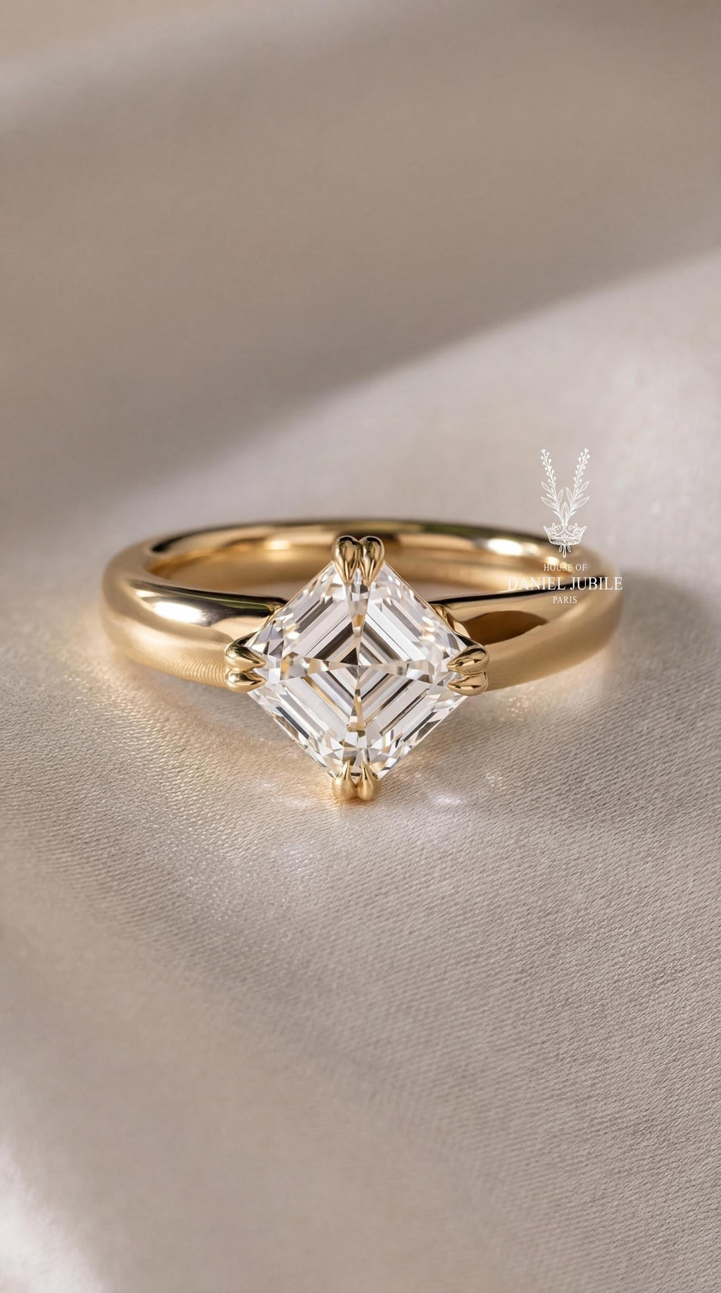 1 Carat Kite Set Asscher Cut Lab Diamond Ring – 14k Gold Solitaire Engagement Ring