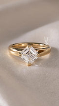 1 Carat Kite Set Asscher Cut Lab Diamond Ring – 14k Gold Solitaire Engagement Ring