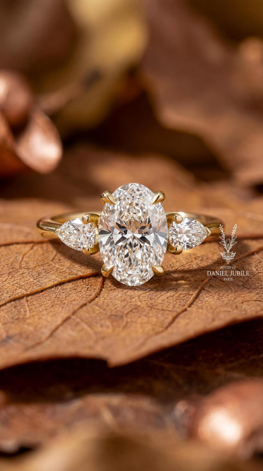 Oval & Pear Cut Lab Grown Diamond Engagement Ring - 14k Gold Trinity Promise Ring