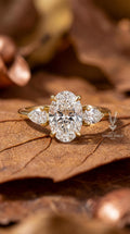 Oval & Pear Cut Lab Grown Diamond Engagement Ring - 14k Gold Trinity Promise Ring