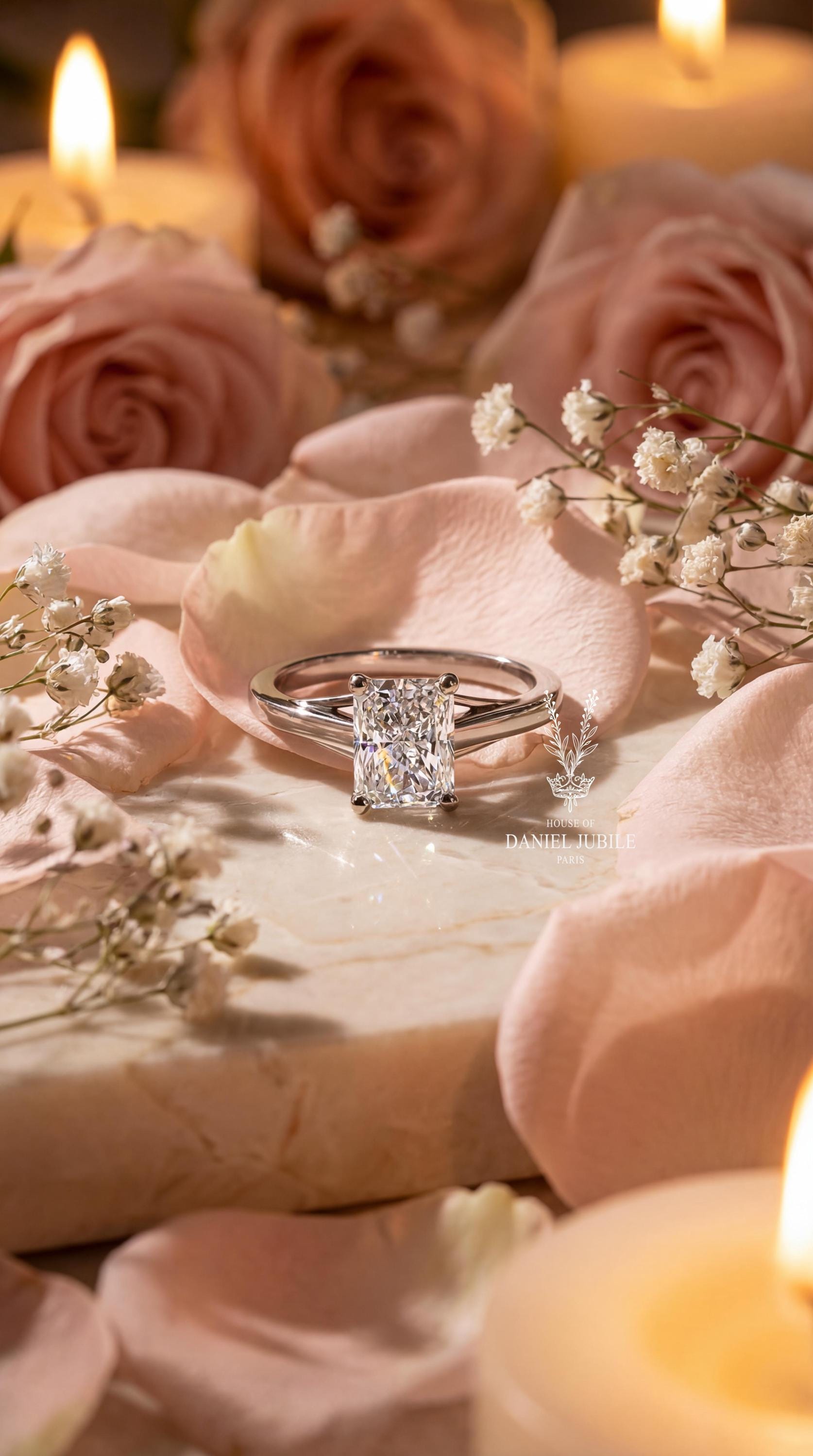 Radiant Cut Lab Grown Diamond Engagement Ring – Platinum Split Shank