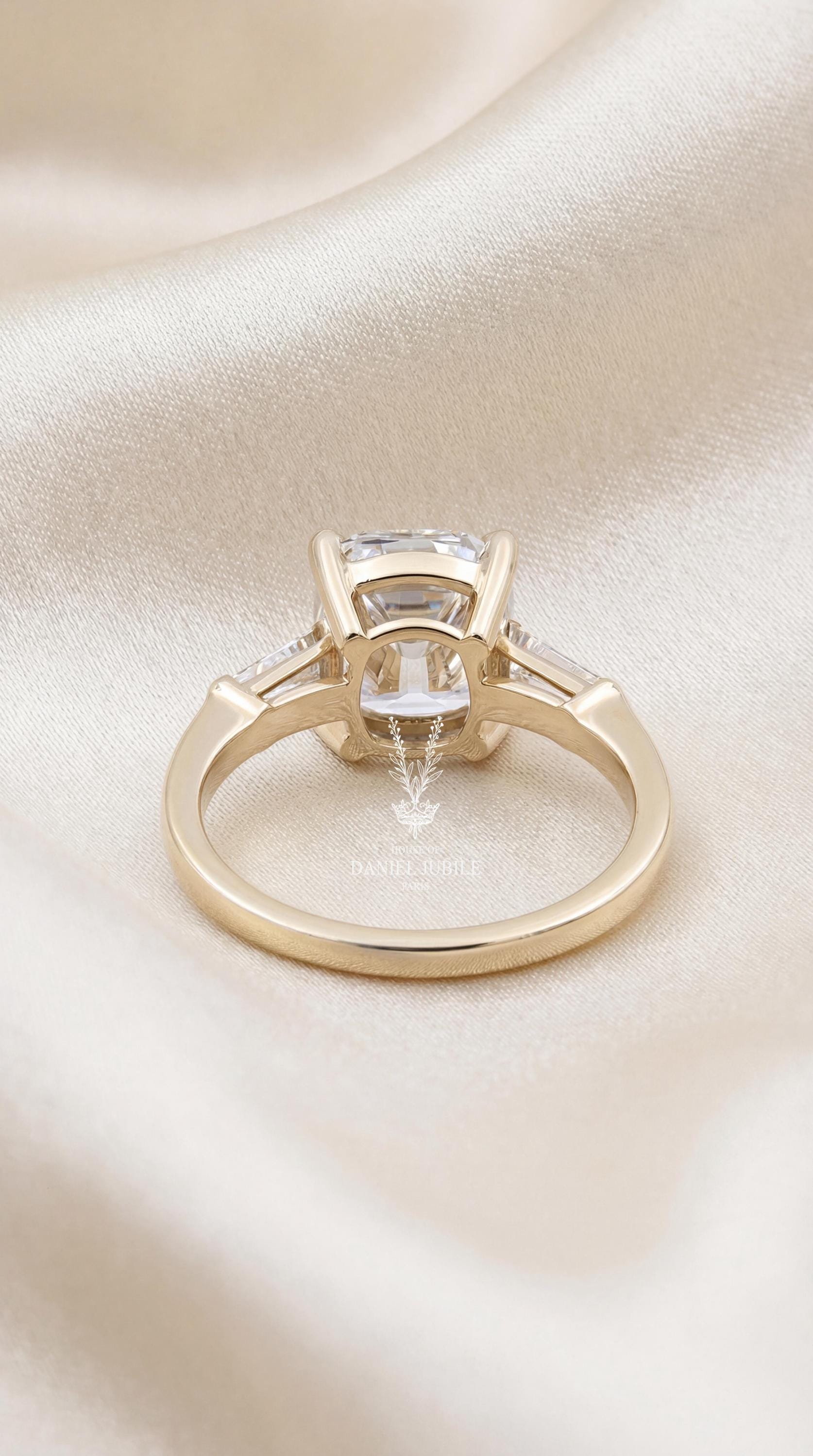 Art Deco 2ct Cushion Cut Lab Diamond Ring – Three Stone Engagement