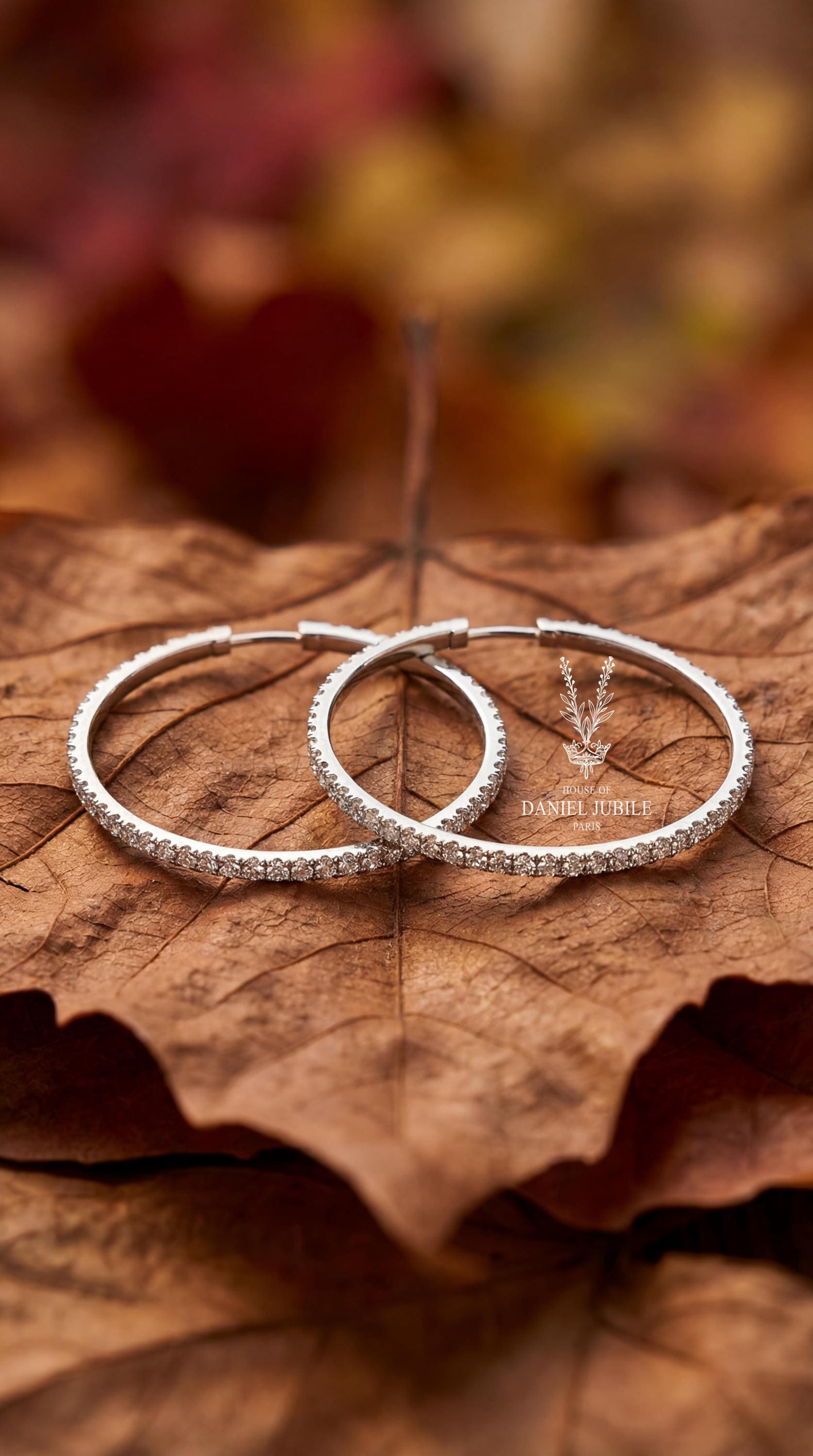 The Selene Orbit – 3.00ctw Inside-Out Lab Diamond Large Hoop Earrings in 14k Gold, Luxury Anniversary Gift, Wedding/Valentines Gift for Her